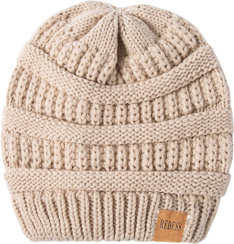 REDESS Slouchy Beanie Hat for Women Winter Warm Chunky Soft Oversized Cable Knit Cap - Image 3